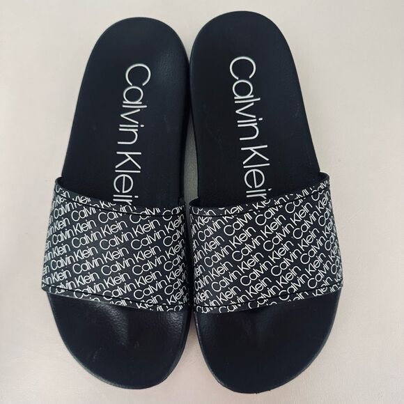 Calvin Klein Black Logo Slide Sandals. - Picture 6 of 6